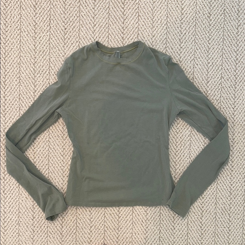 Skims Long Sleeve Olive Green Top